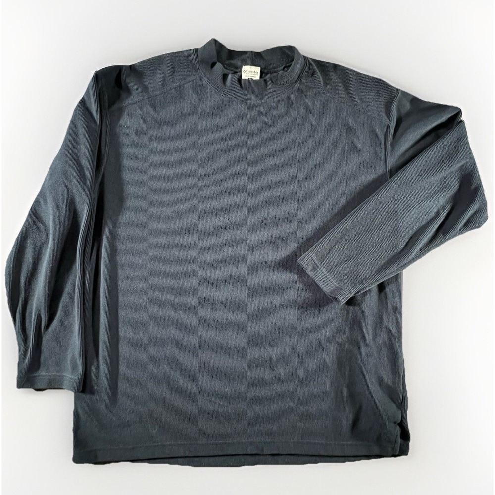 Columbia‎ Mens XL Mock Neck Pullover Long Sleeve Blue Shirt Outdoor Hiking
